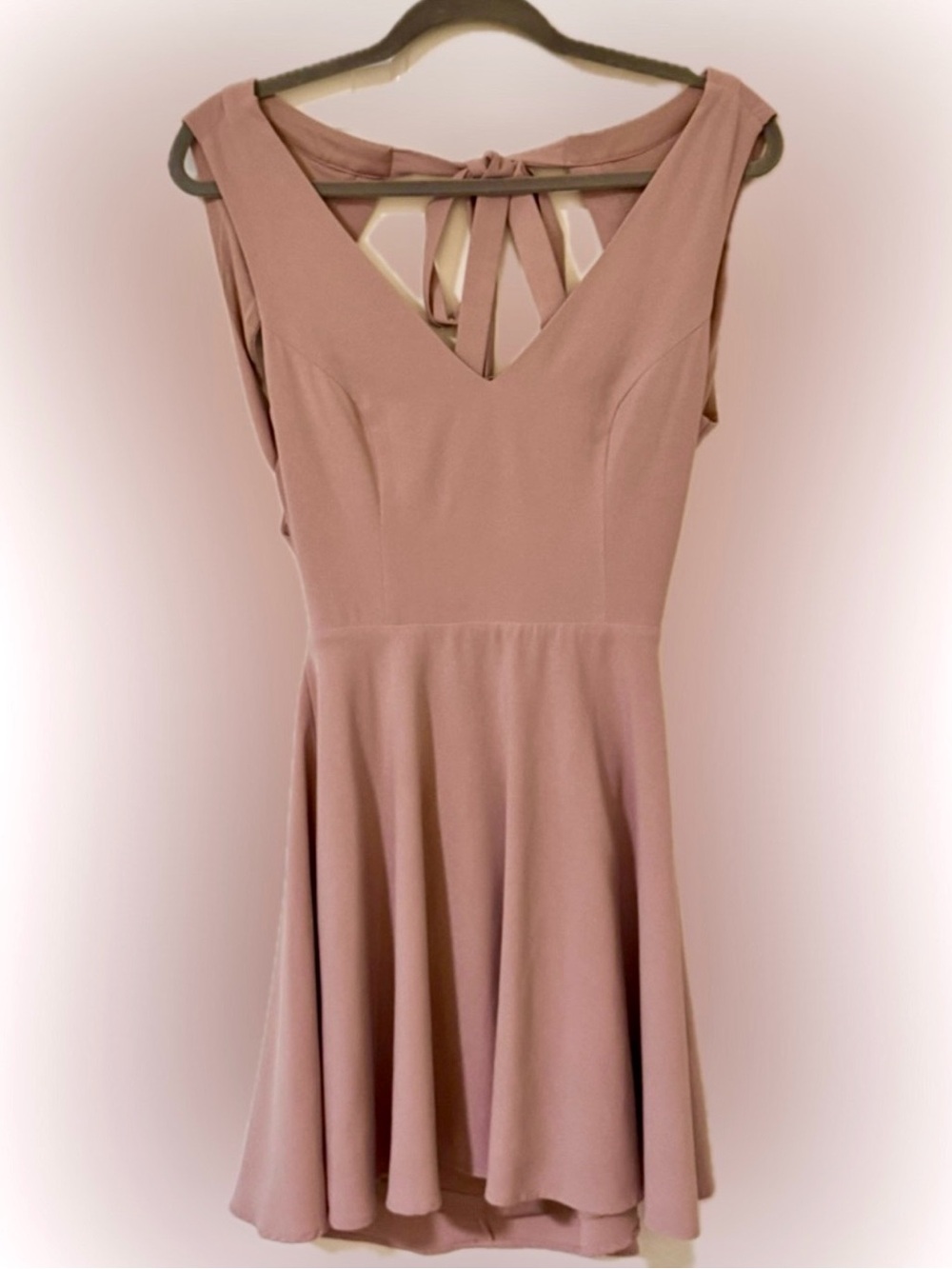 LuLus Open Back Skater Dress | Size Medium | Rose/Mauve Color
